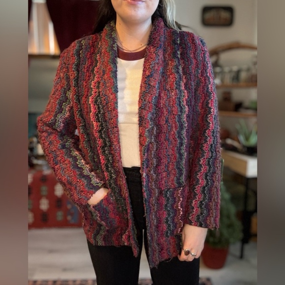 Stylish Red and‎ Gray Women's Cardigan